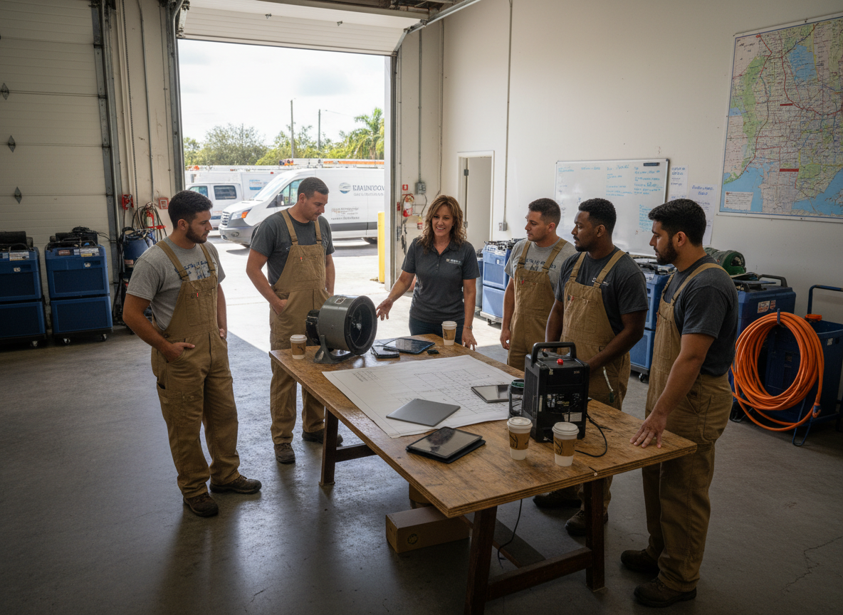 The Water Damage Restoration Dania team at work in Dania